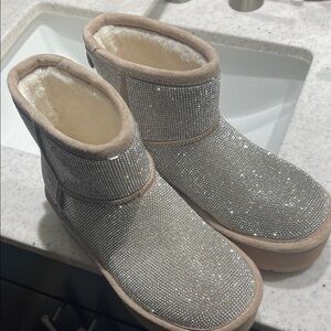 Madden Girl Silver and Tan Winter Boots